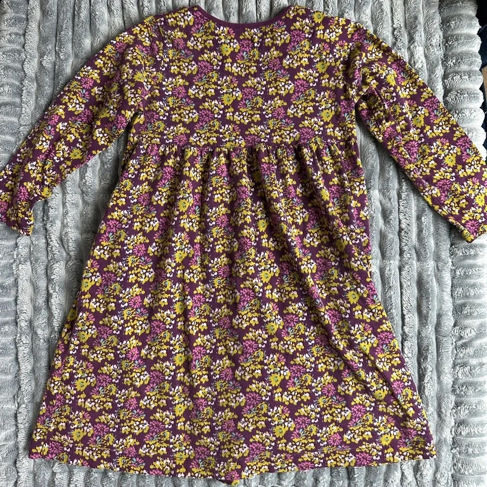 Land’s End cotton yellow and purple floral midi dress